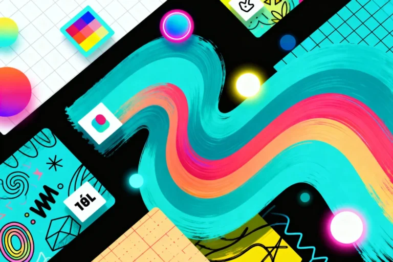 A collage of graphic design work
